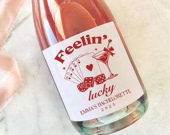 Vegas Bachelorette Mini Shot Labels: Feeling Lucky Martini Party