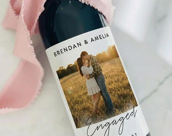 Custom photo label, Engagement Gifts for Couple, Newly Engaged Couple