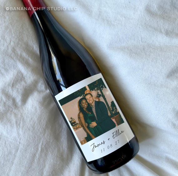 Custom Photo Wine Label - Newly engaged couple, 21st, 30th birthday, Wedding Anniversary gift