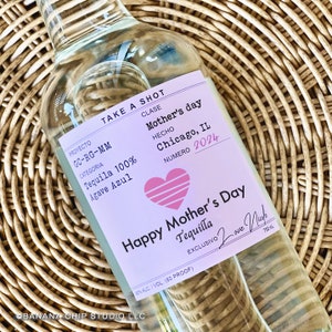 Mother's day gift, Happy Mothers tequila label, Happy Father'ss Day, Tequila Labels, Mini Tequila, Gift for mom, mini shot favor