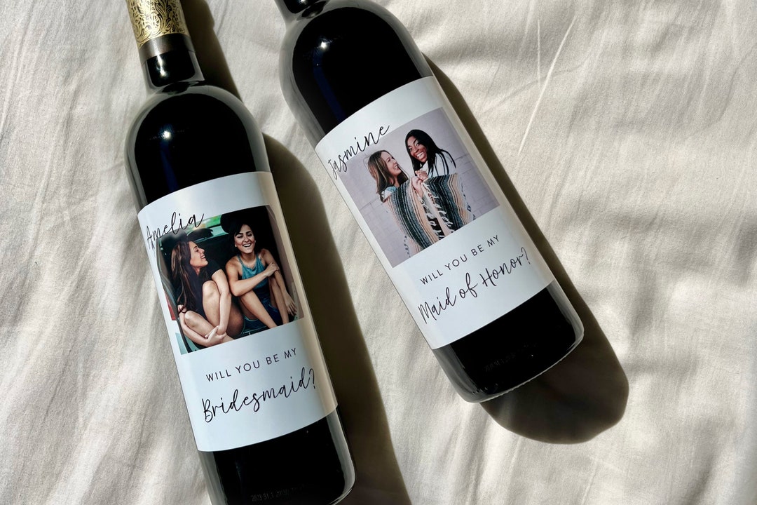 Bridesmaid Photo Wine Label - Custom Wine Label - Bridesmaid Proposal ...