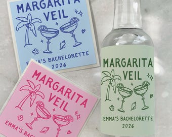Custom Margarita Veil Bachelorette Party Favors: Mini Shot Labels