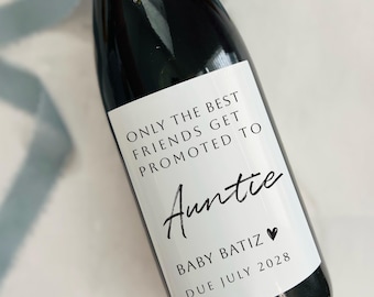 Pregnancy Announcement Wine Label: Promoted to Auntie Gift