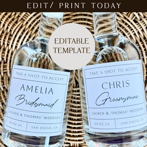 Etiqueta de tequila personalizada para propuesta de dama de honor: Archivo editable (archivo digital)