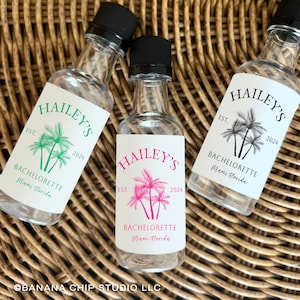 Beach Bachelorette Shooter Party Favors, Custom Bachelorette label, Beach Bachelorette mini liquor label, Bridal Shower party