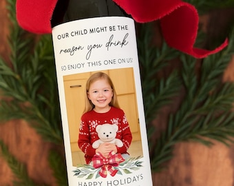 Personalized Teacher Holiday Wine Label Gift
