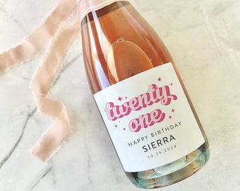 Custom 21st Birthday Champagne label, Finally 21 Twenty One Wine, Funny Cute Gift for Her Gift Present 21st Party, girlfriend birthday gift
