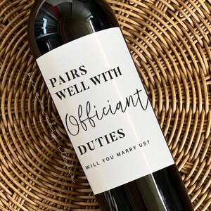 Officiant Proposal, Officiant Gifts, Will you marry us, Pastor Officiant proposal gift, Engagement wine label, Wedding, Pastor Gifts