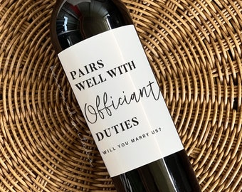 Officiant Proposal, Officiant Gifts, Will you marry us, Pastor Officiant proposal gift, Engagement wine label, Wedding, Pastor Gifts