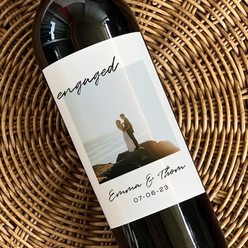 Engagement Wine Label Personalized Engagement Gift Wedding Etsy