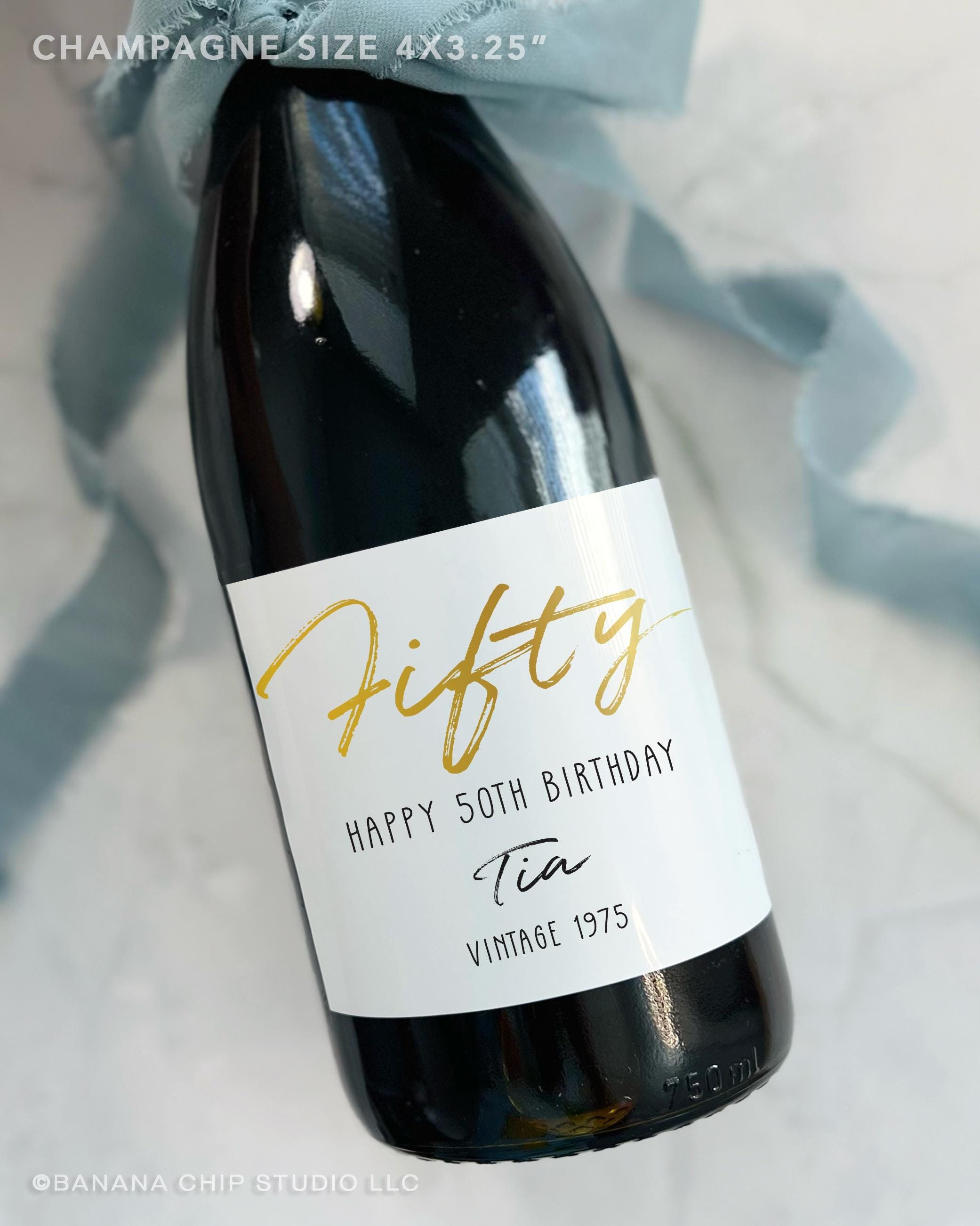 50th Birthday Wine Label, Fifty Personalized Birthday Label - Birthday Gift for her, birthday gifts for him, gifts for mom, dad