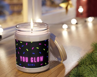 You Glow Girl Scented Organic 100% Soy Candles, 9oz in a jar, Comfort Spice scent,  Girl empowerment gifts