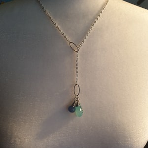 Lariat necklace with gemstone drops. Handcrafted jewelry. &quot;Lyra&quot;