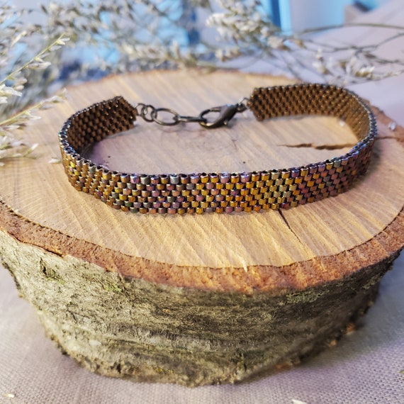 Bronze Goddess Bracelets, Handcrafted Beaded Jewelry, Jþapanese