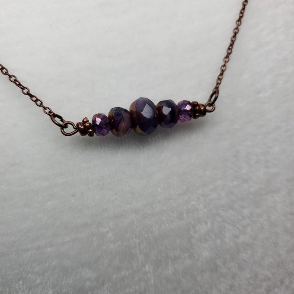 Majestic Amethyst Necklace, Handcrafted copper jewelry, "Violet"