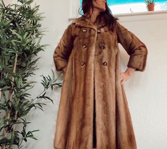 Vintage Genuine Fur Coat, Real Fur Jacket, Brown F