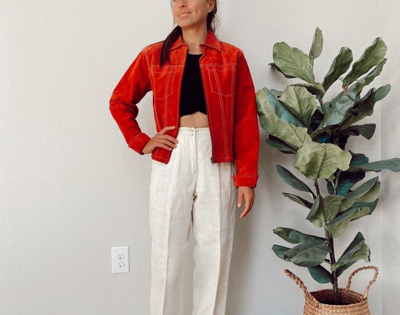 Vintage Red Suede Jacket, Vintage Suede, Red Suede