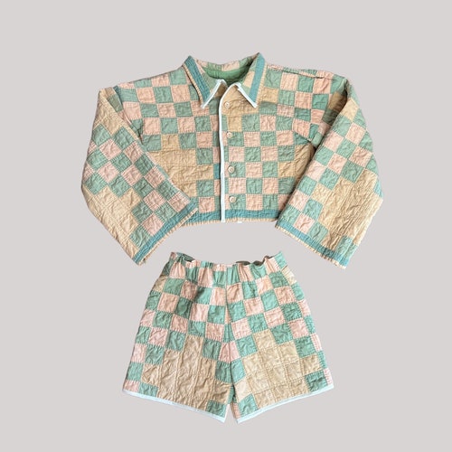 Vintage Quilt Cropped Jacket and Shorts Set Small Medium - Etsy