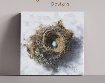 Impression d'art aquarelle Robin Nest : décoration murale de ferme rustique (téléchargement numérique)