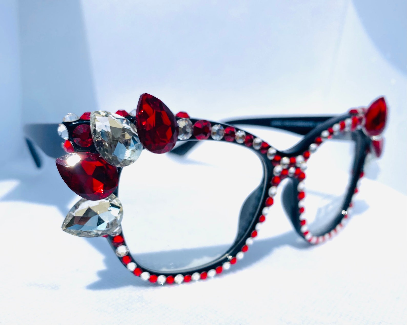 RED Stoned Eyeglasses SQUARE Rhinestone eyeglasses Bling Etsy