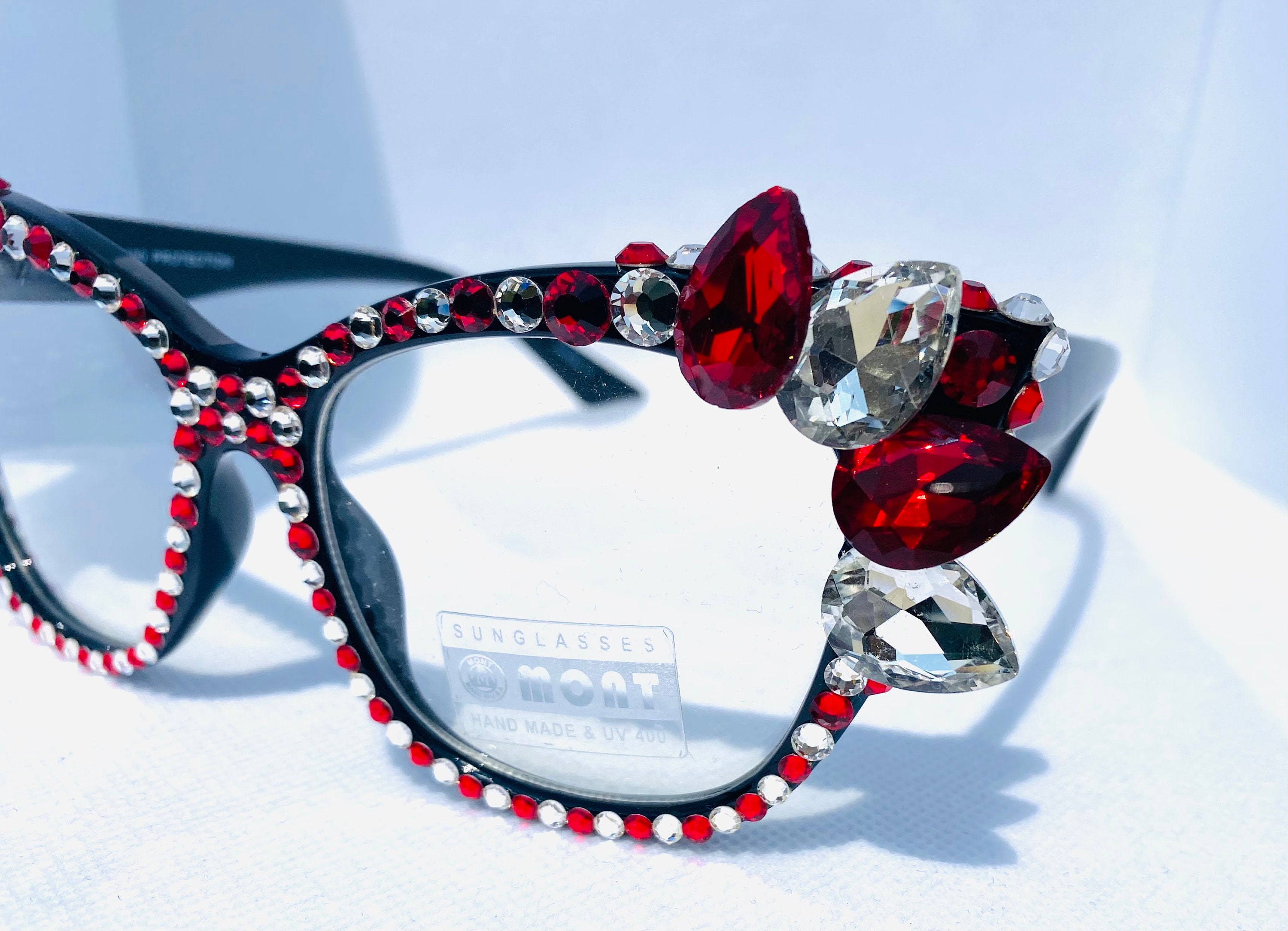 RED Stoned Eyeglasses SQUARE Rhinestone eyeglasses Bling Etsy