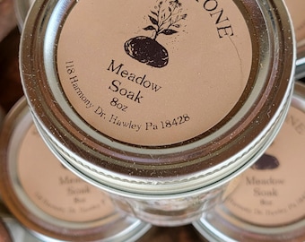 Meadow Soak Bath Salts | Lavender Chamomile Epsom Salt Soak | Hawaiian Red Salt | Herbal Botanical Bath Salts | Handmade Self Care Gift 8oz