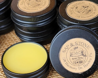 Honey Lip Balm with Raw Honey, Calendula & Madagascar Vanilla (0.5 oz Tin) | Handmade Beeswax Balm | Natural Lip Care | Small Batch