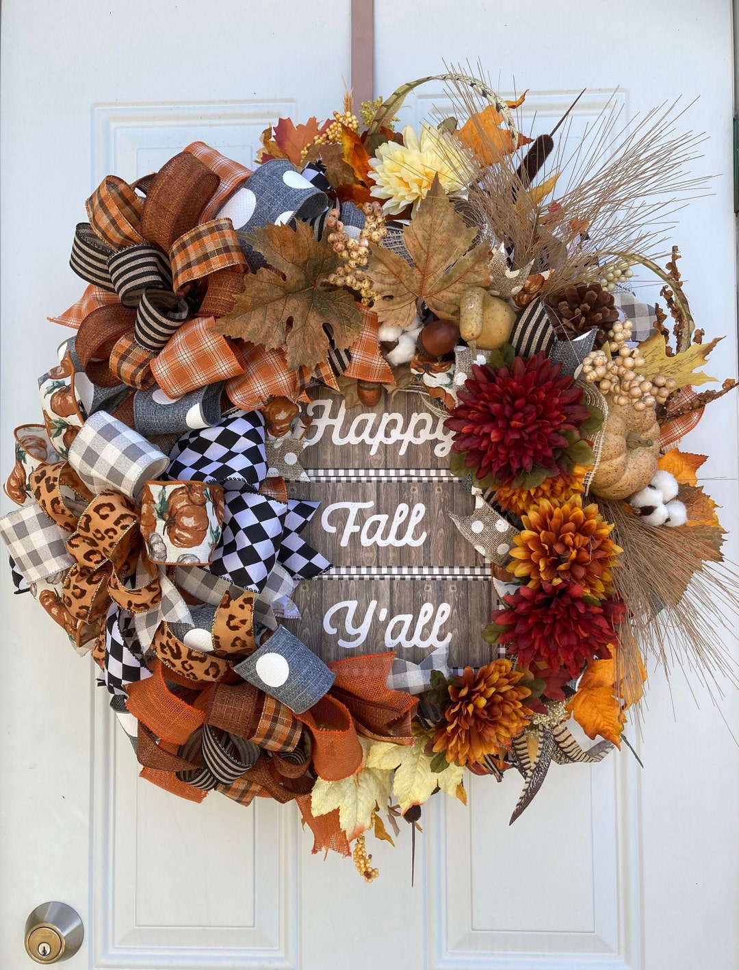Fall Farmhouse Wreath Fall Wreath Happy Fall Yall Wreath Etsy