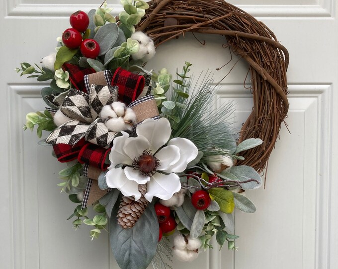Farmhouse Wreath Pantry Door Wreath Lambs Ear Wreath Etsy