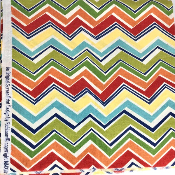 Oop Chevron in teal, orange, yellow, navy, and red fabric appliqué fabric for boys