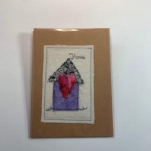 Carte d’art en tissu | Carte de vœux vierge Carte d’art en fibre de maison | Cadeau de maison neuve | Accueil neuf | Art de cartes de vœux | Carte fantaisiste