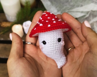 Crochet Mushroom Ghost PATTERN, Amigurumi Baby Ghost PDF pattern, Crochet Halloween Decoration