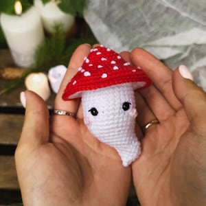 Crochet Mushroom Ghost PATTERN, Amigurumi Baby Ghost PDF pattern, Crochet Halloween Decoration