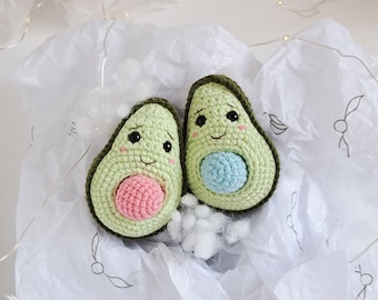 Crochet Avocado PATTERN, Amigurumi Avocado baby gender reveal, Fake food PDF pattern