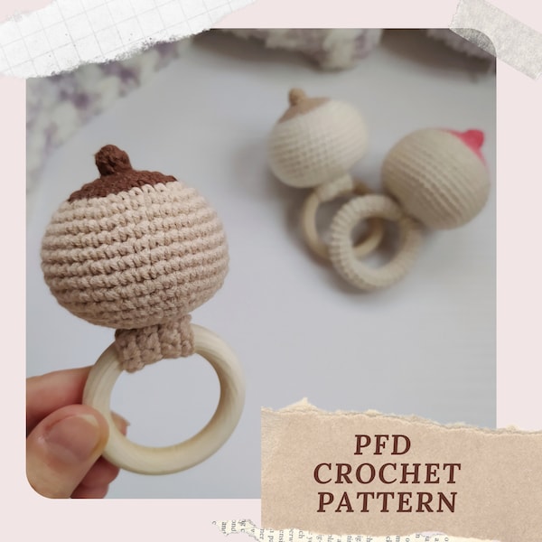 Boobie baby rattle pattern, Crochet breast teether, New baby toy
