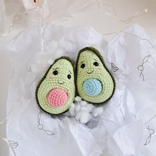 Crochet Avocado PATTERN, Amigurumi Avocado baby gender reveal, Fake food PDF pattern