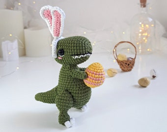 Crochet Easter Dino PATTERN, Crochet Bunny T-Rex, Amigurumi dinosaur PDF pattern