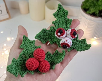 Crochet Christmas Holly PATTERN, Amigurumi Christmas tree ornament, Crochet Car pendant PDF pattern, Creepy Christmas