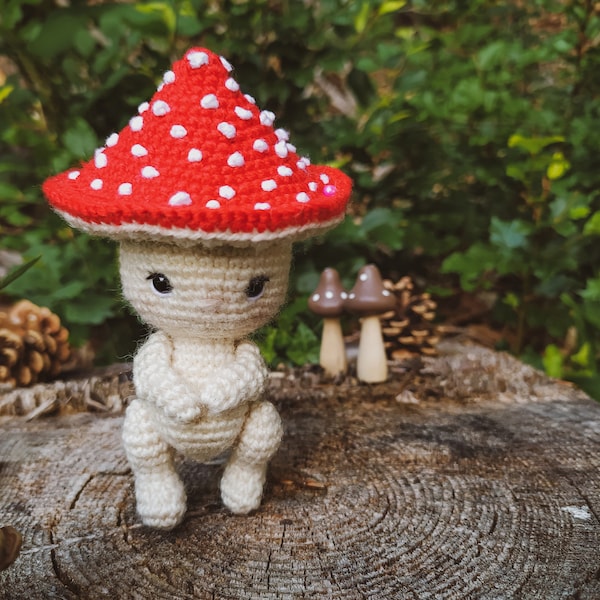 Crochet Mushroom PATTERN, Amigurumi mushroom doll, Mushroom sprite PDF pattern