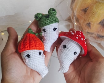 Ghost Crochet PATTERN 3 in 1, Amigurumi Baby Mushroom Ghost PDF pattern, Crochet Halloween Decoration