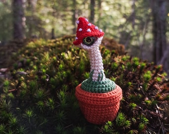 Crochet mushroom PATTERN, Halloween decor fake plant in a pot, Creepy amigurumi PDF pattern