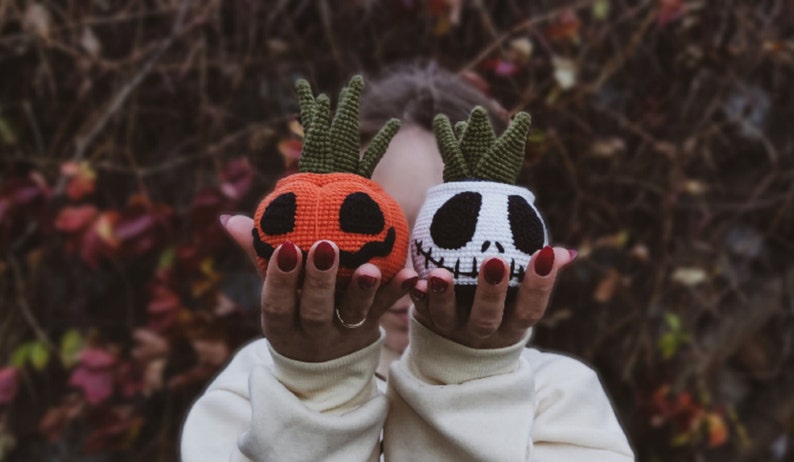 Halloween Crochet Pattern Succulent, 2 in 1 Jack O Lantern PDF pattern image 3