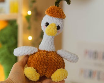 Crochet No-Sew Goose PATTERN, Cute Plush Amigurumi Duck, Goose car hanger keychain PDF tutorial