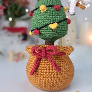 Crochet PATTERN Christmas Tree in a pot with a mini Cat, Amigurumi Christmas decoration, Mini Crochet Christmas tree PDF tutorial image 3