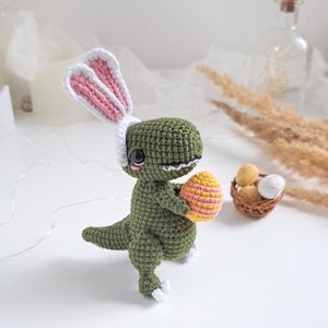 Crochet Dino PATTERN Set 2 in 1, Crochet Easter decor, St Patrick's Day PDF pattern image 5