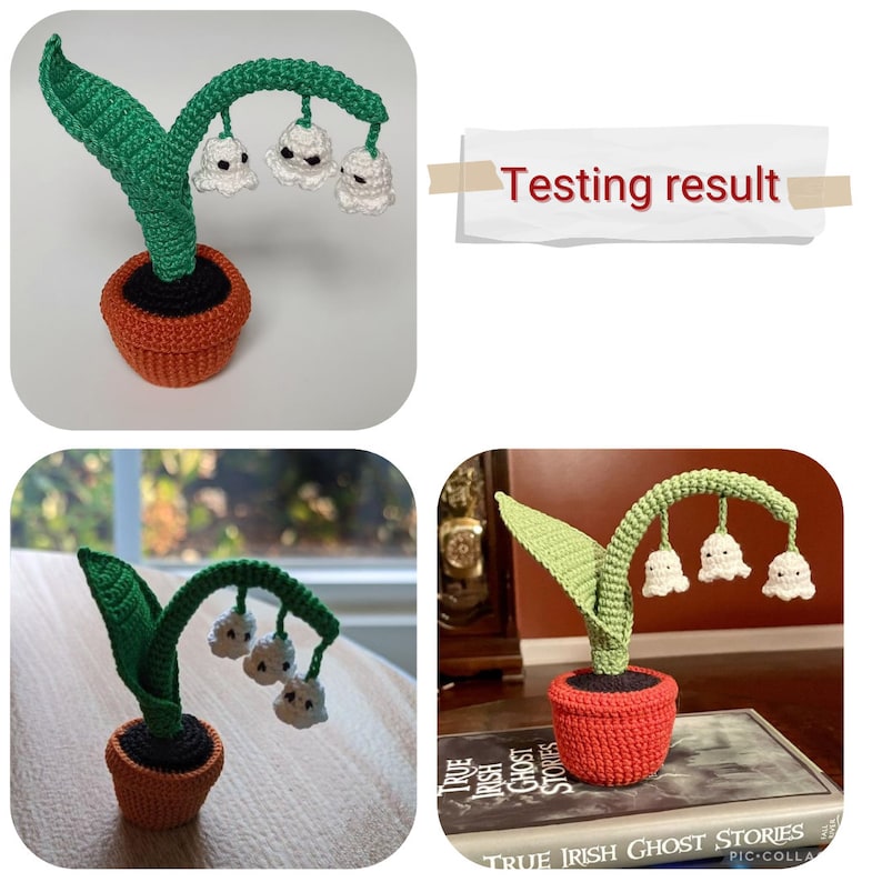 Crochet flower PATTERN Lily of the Valley, Halloween wee Ghost flower decoration, Amigurumi fake creepy plant in a pot PDF pattern image 10