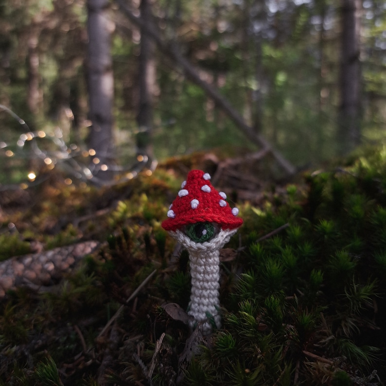 Crochet mushroom PATTERN, Halloween Spooky Keychain, Mini amigurumi PDF pattern image 7