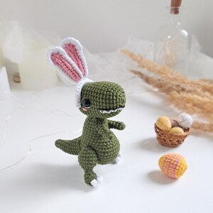 Crochet Dino PATTERN Set 2 in 1, Crochet Easter decor, St Patrick's Day PDF pattern image 6