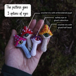 Crochet mushroom PATTERN, Halloween Spooky Keychain, Mini amigurumi PDF pattern image 2