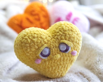 Crochet Conversation Heart PATTERN, Low-sew Heart Pillow Plushie English PDF pattern